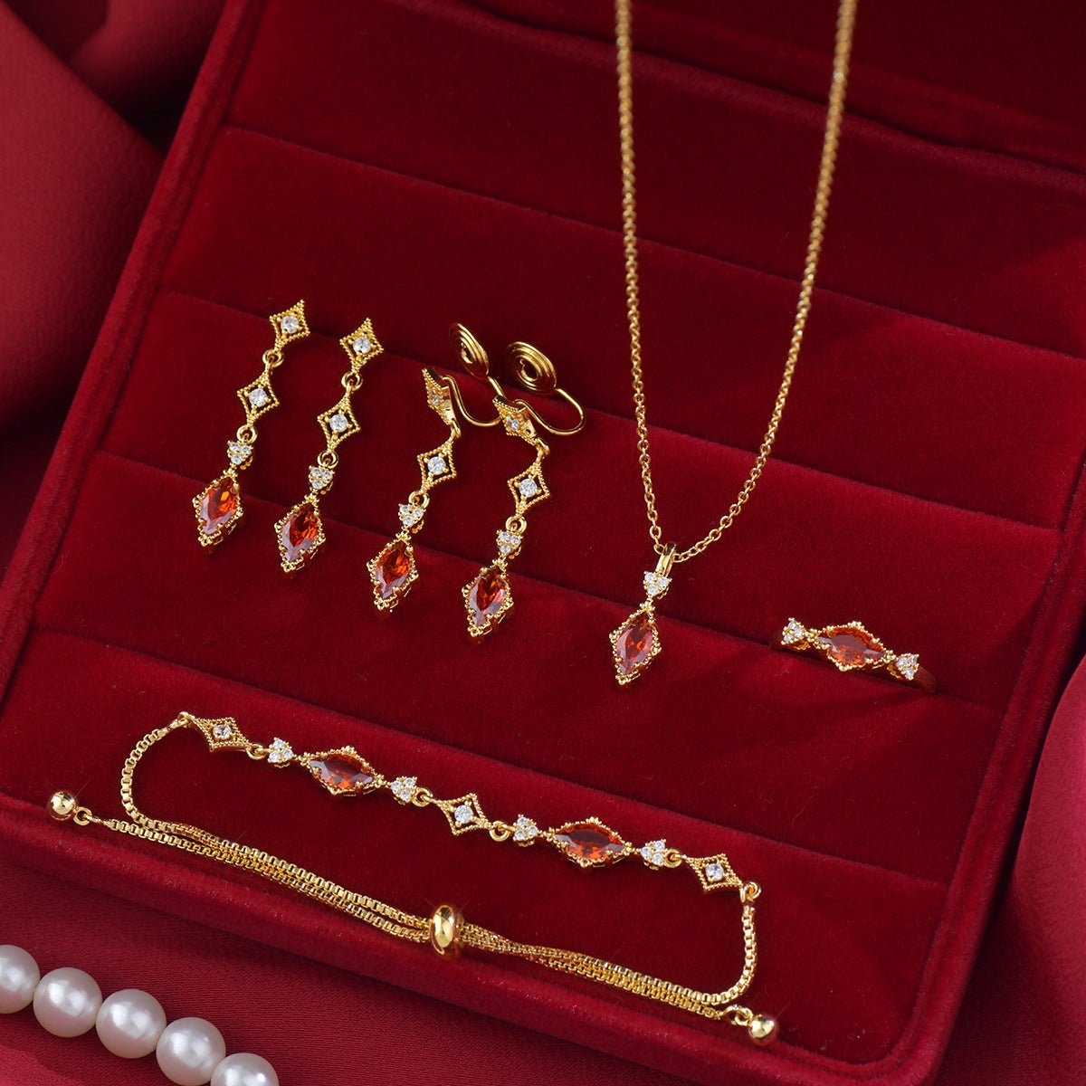 Crimson Lattice Necklace - Gold Plated - Abbott Atelier