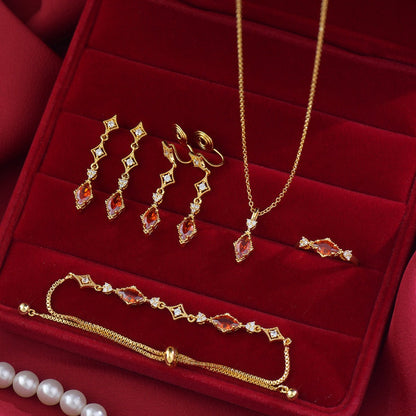 Crimson Lattice Necklace - Gold Plated - Abbott Atelier