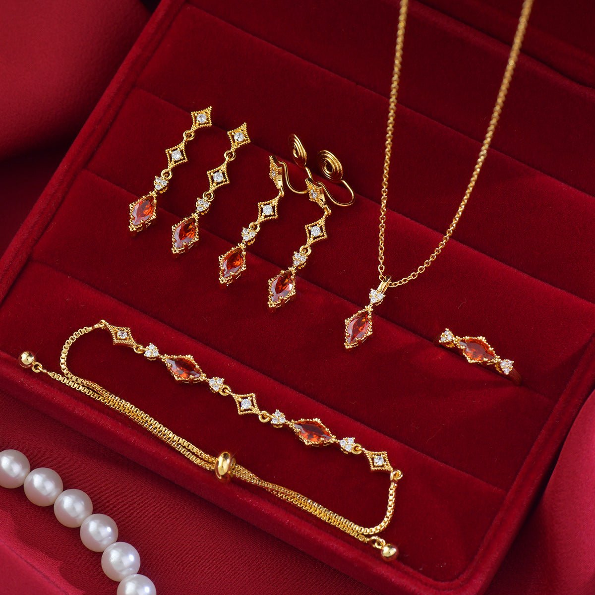 Crimson Lattice Necklace - Gold Plated - Abbott Atelier