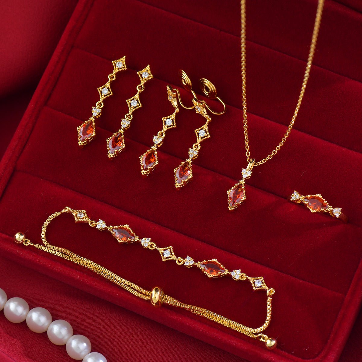 Crimson Lattice Necklace - Gold Plated - Abbott Atelier