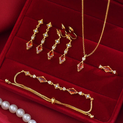 Crimson Lattice Necklace - Gold Plated - Abbott Atelier