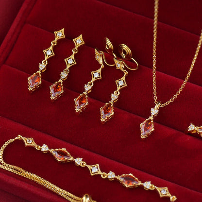 Crimson Lattice Necklace - Gold Plated - Abbott Atelier