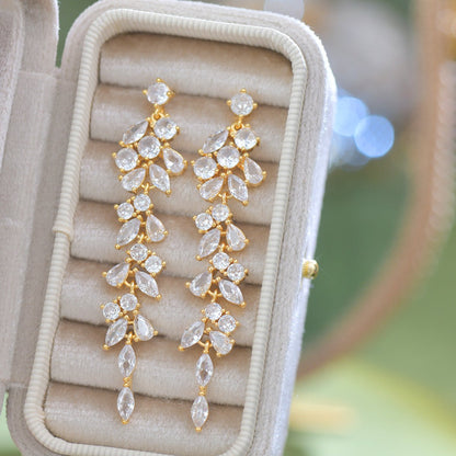 Crystal Cascade Earrings in Gold - Hypoallergenic - Abbott Atelier