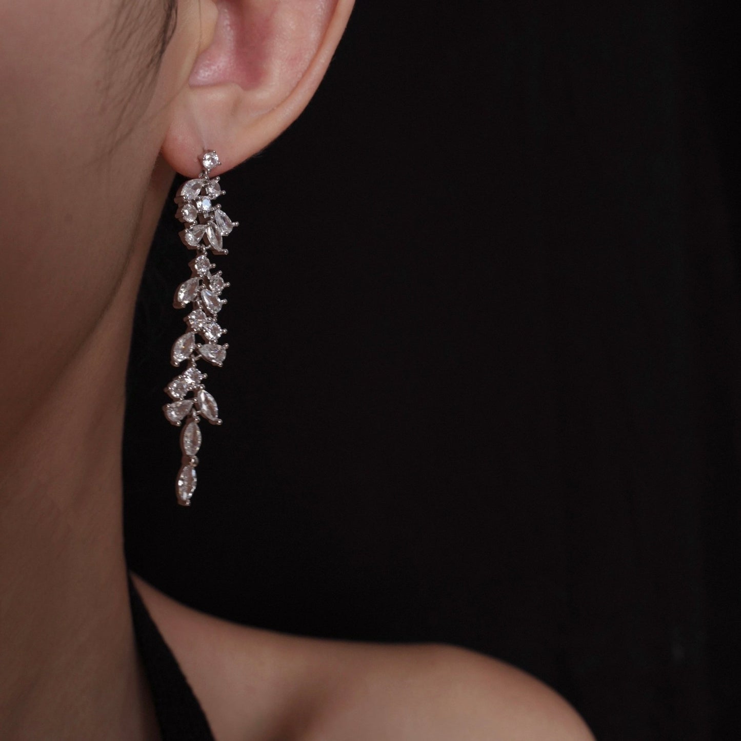 Crystal Cascade Earrings in Silver - Hypoallergenic - Abbott Atelier