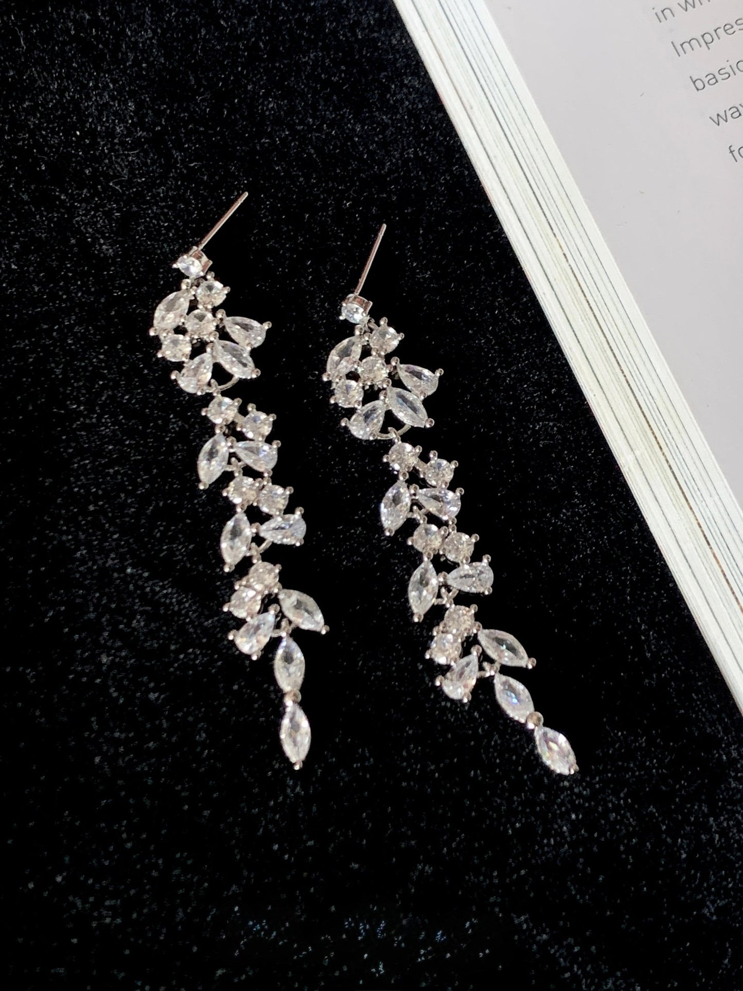 Crystal Cascade Earrings in Silver - Hypoallergenic - Abbott Atelier