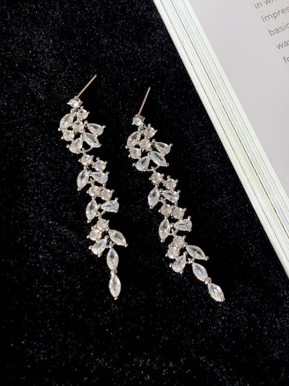 Crystal Cascade Earrings in Silver - Hypoallergenic - Abbott Atelier