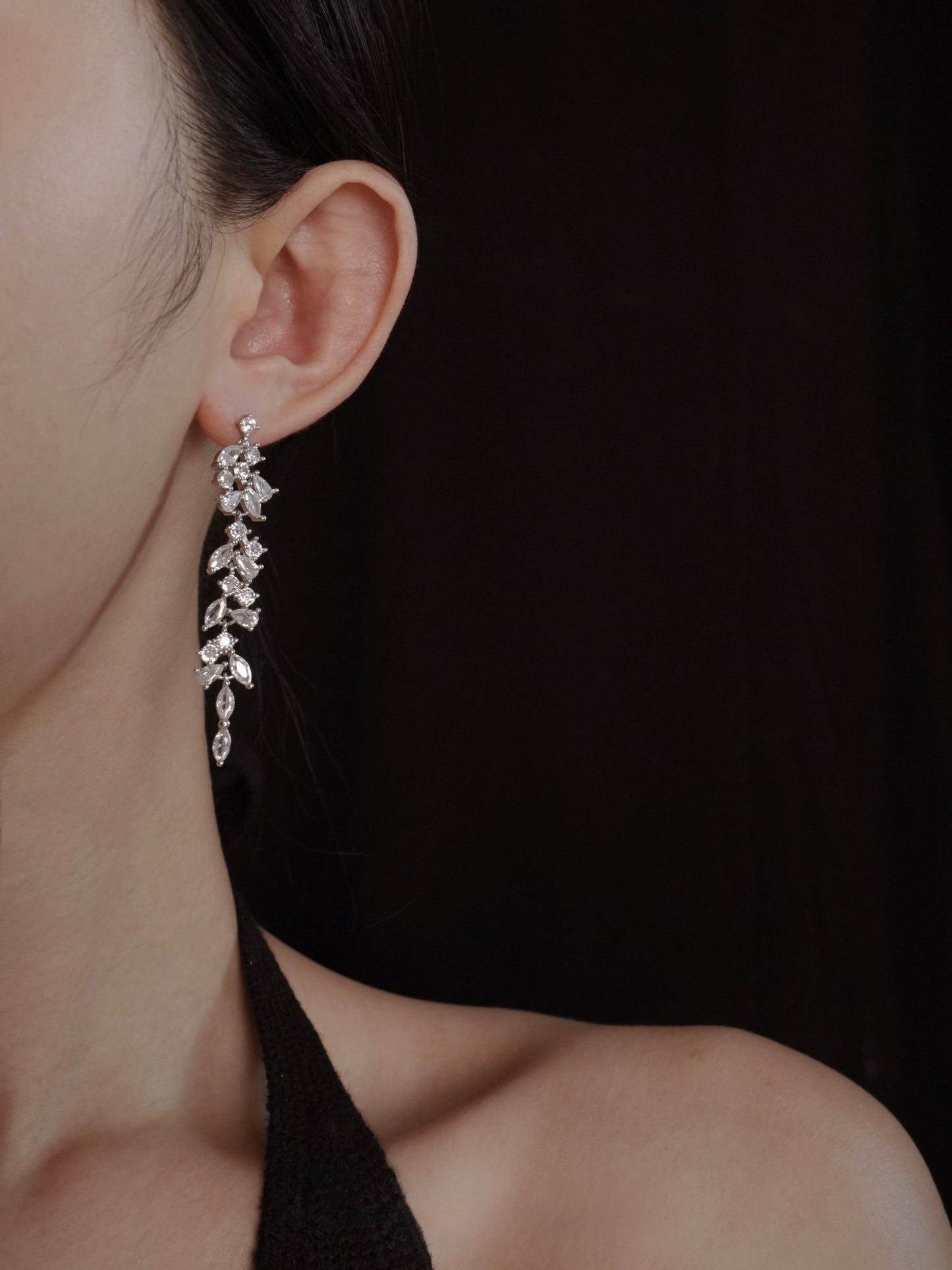 Crystal Cascade Earrings in Silver - Hypoallergenic - Abbott Atelier