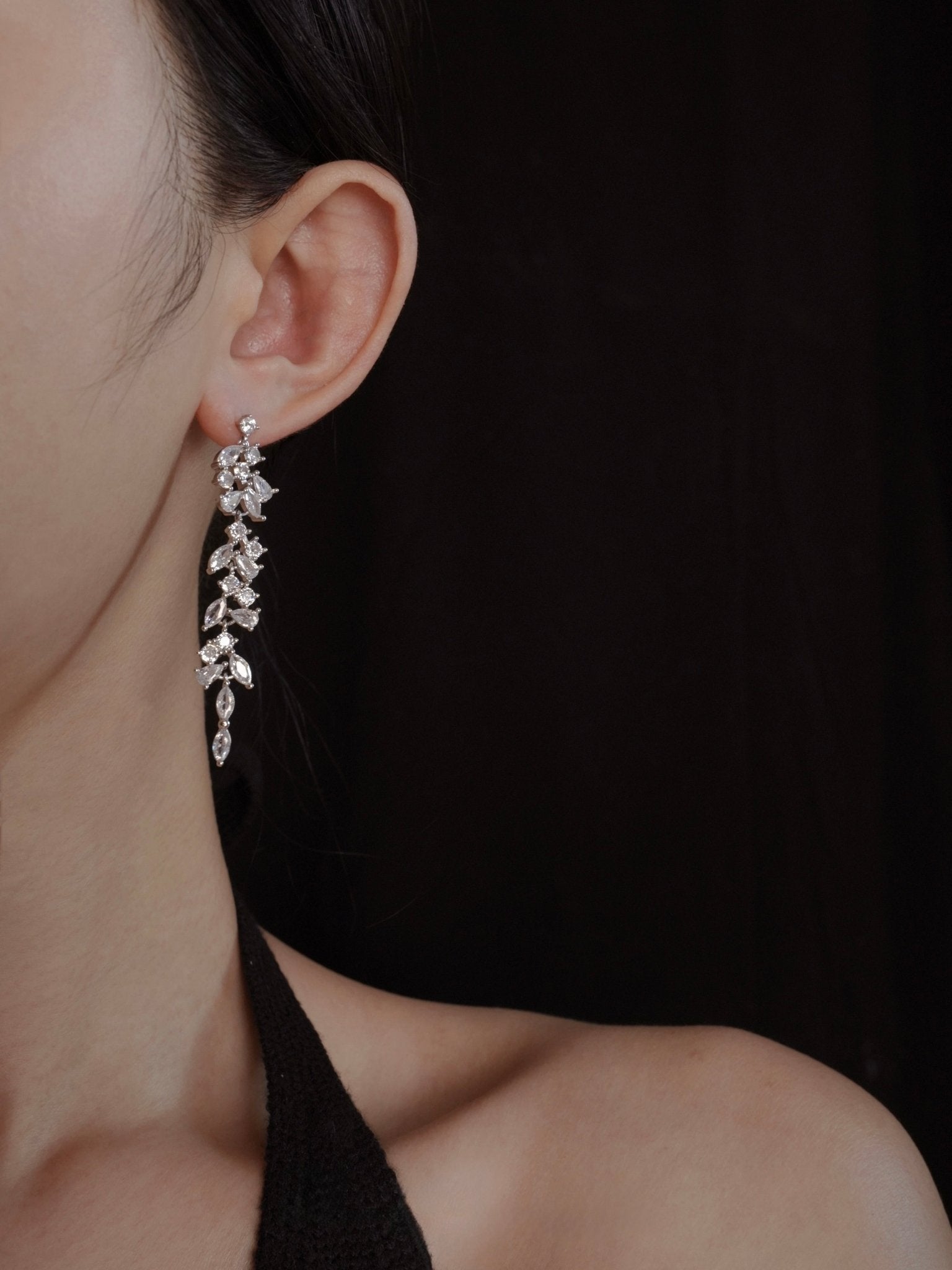 Crystal Cascade Earrings in Silver - Hypoallergenic - Abbott Atelier