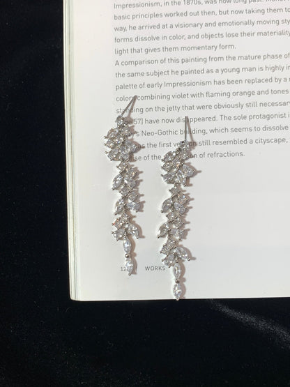 Crystal Cascade Earrings in Silver - Hypoallergenic - Abbott Atelier
