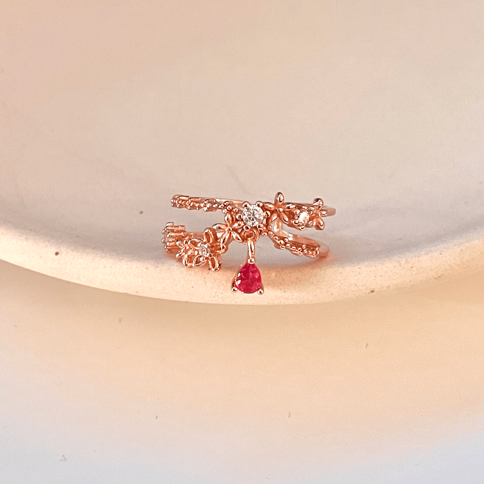 Dangly Flower Ring - Hyacinth - Gold - Plated - Abbott Atelier