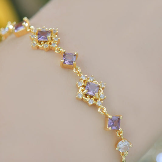 Daphne Bracelet in Purple - Gold Plated - Abbott Atelier