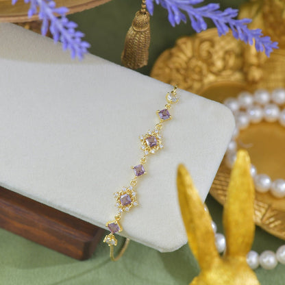 Daphne Bracelet in Purple - Gold Plated - Abbott Atelier