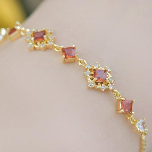 Daphne Bracelet in Red - Gold Plated - Abbott Atelier