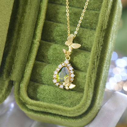 Gilded Butterfly Peridot Necklace