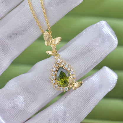 Gilded Butterfly Peridot Necklace