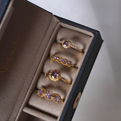 Pavé Halo Regal Amethyst Ring