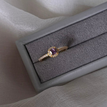 Pavé Halo Regal Amethyst Ring