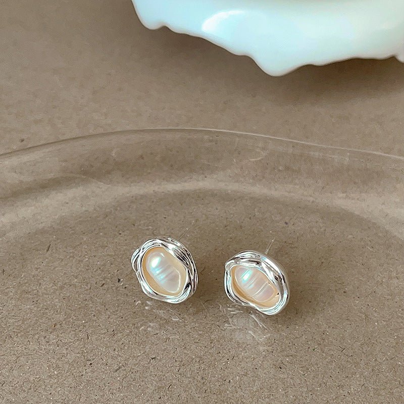 Dorothy Pearl Stud Earrings in Silver - Hypoallergenic - Abbott Atelier