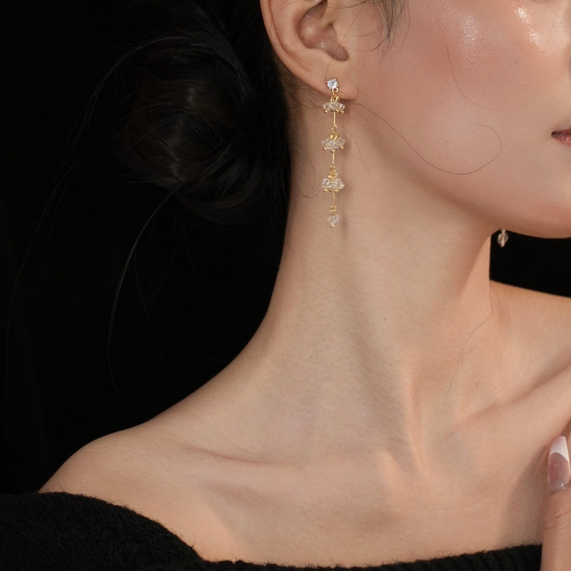 Elara Crystal Earrings in Gold - Hypoallergenic - Abbott Atelier