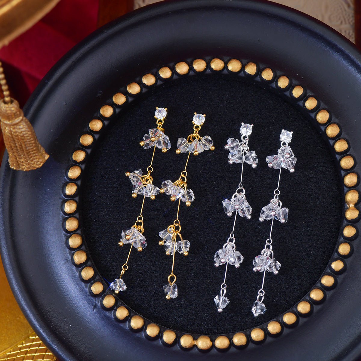 Elara Crystal Earrings in Gold - Hypoallergenic - Abbott Atelier