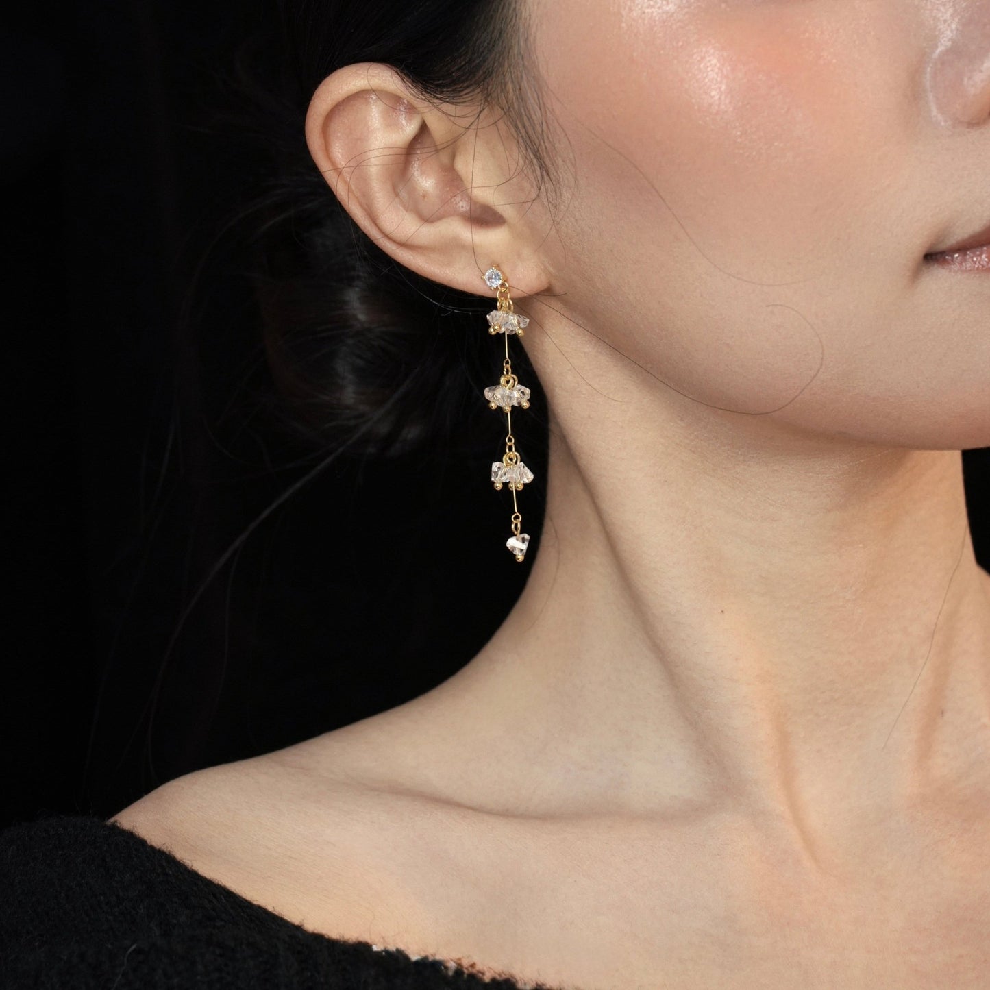 Elara Crystal Earrings in Gold - Hypoallergenic - Abbott Atelier