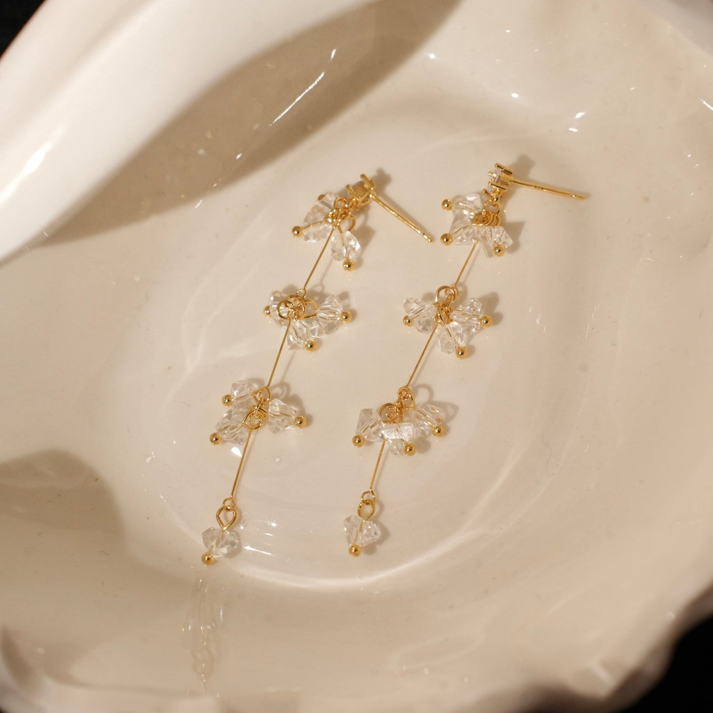 Elara Crystal Earrings in Gold - Hypoallergenic - Abbott Atelier