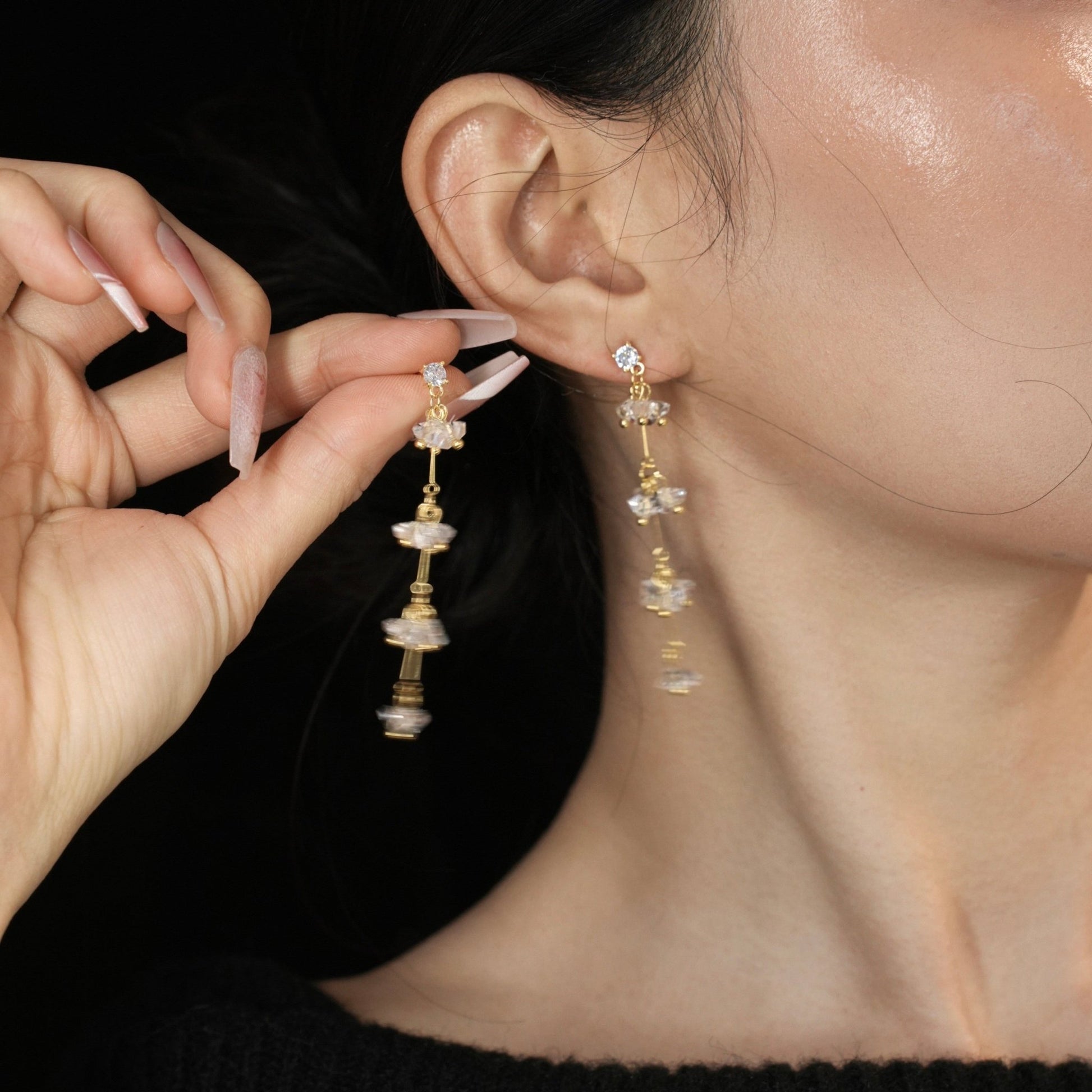 Elara Crystal Earrings in Gold - Hypoallergenic - Abbott Atelier