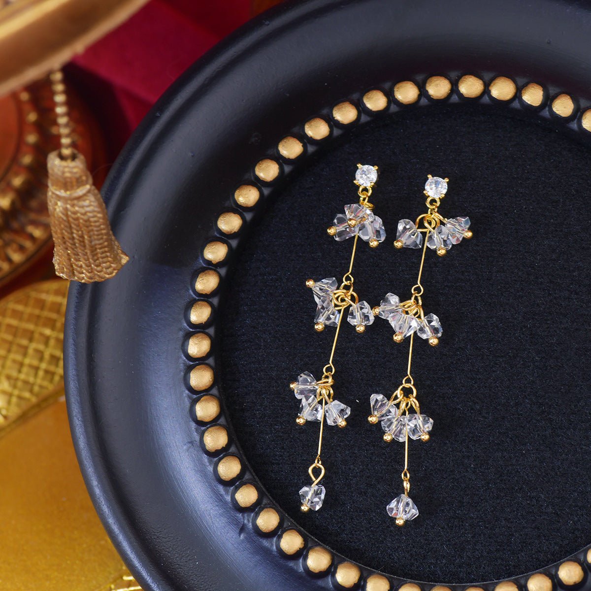 Elara Crystal Earrings in Gold - Hypoallergenic - Abbott Atelier