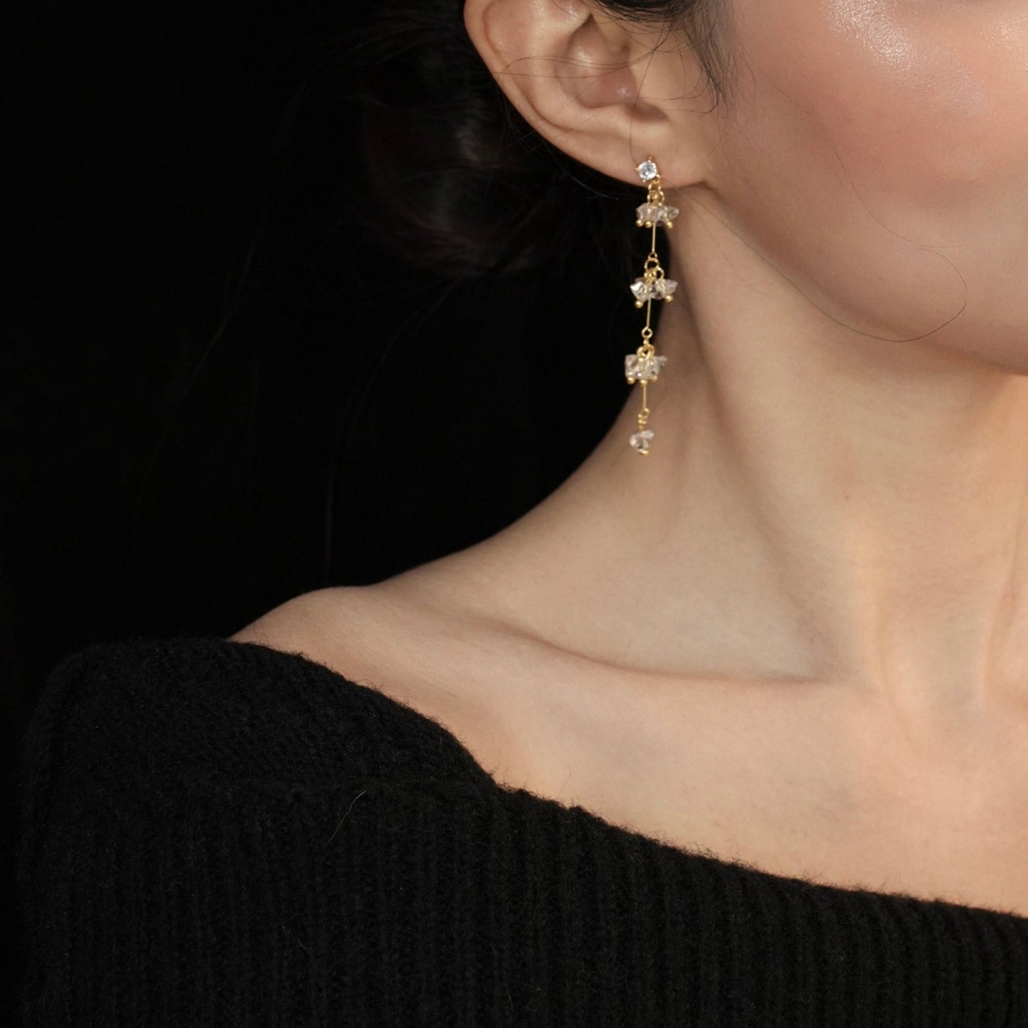 Elara Crystal Earrings in Gold - Hypoallergenic - Abbott Atelier