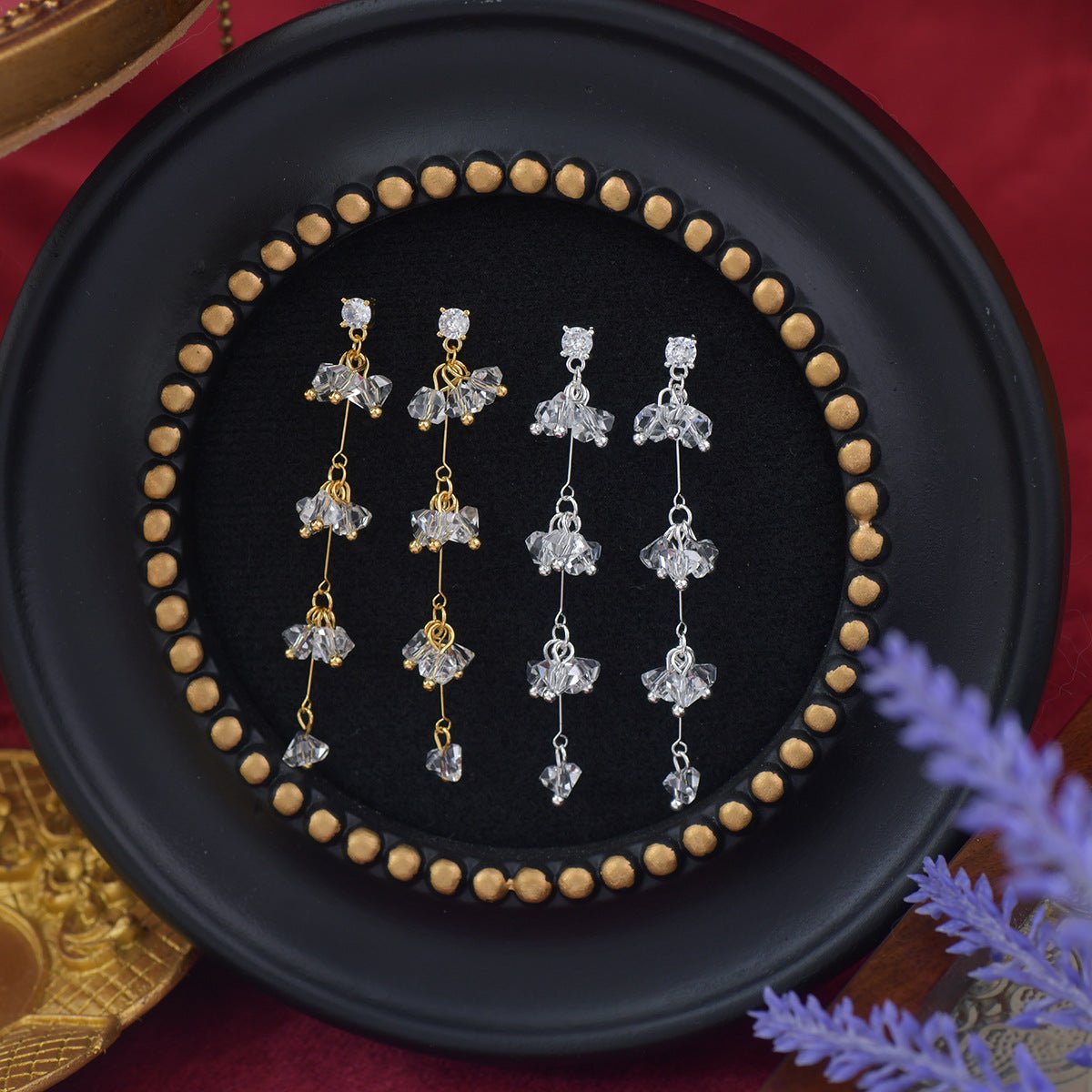 Elara Crystal Earrings in Silver - Hypoallergenic - Abbott Atelier