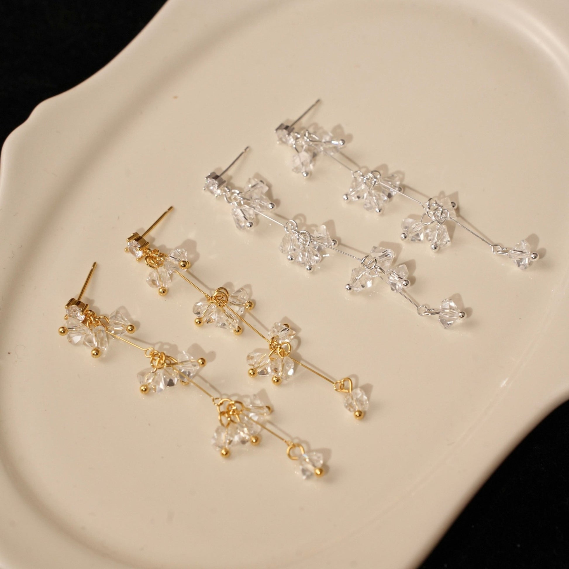 Elara Crystal Earrings in Silver - Hypoallergenic - Abbott Atelier