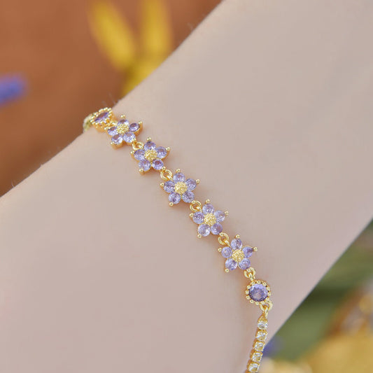 Elaria Bracelet in Purple - Gold Plated - Abbott Atelier