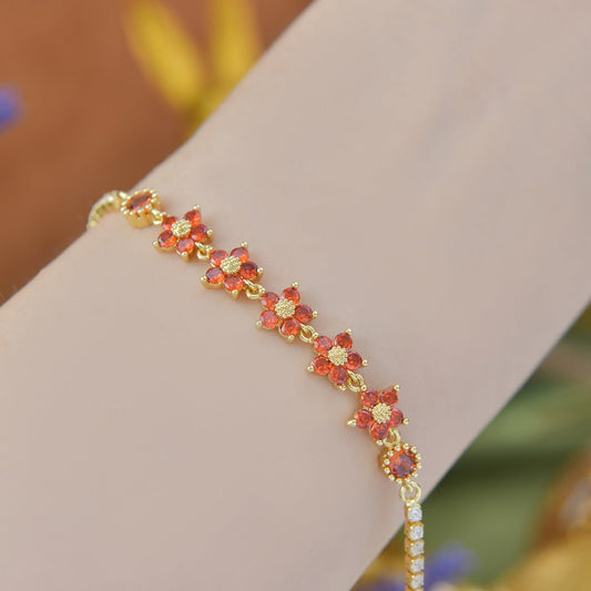 Elaria Bracelet in Red - Gold Plated - Abbott Atelier