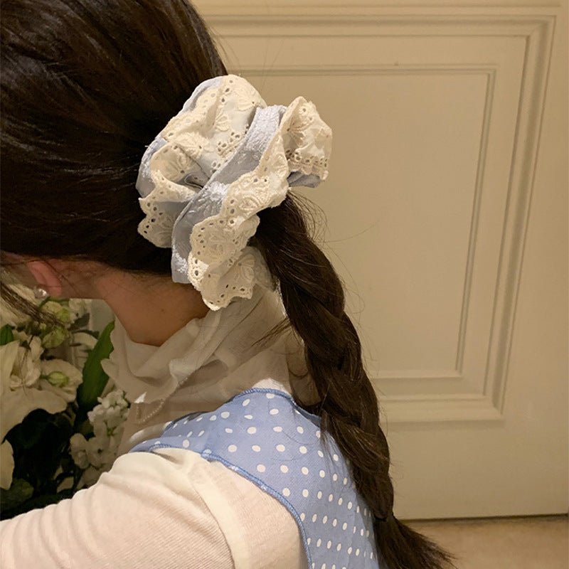 Embroidered Flower Scrunchie (3 Colors) - For Hair - Abbott Atelier