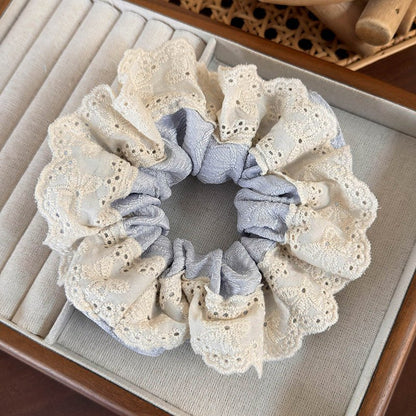 Embroidered Flower Scrunchie (3 Colors) - For Hair - Abbott Atelier