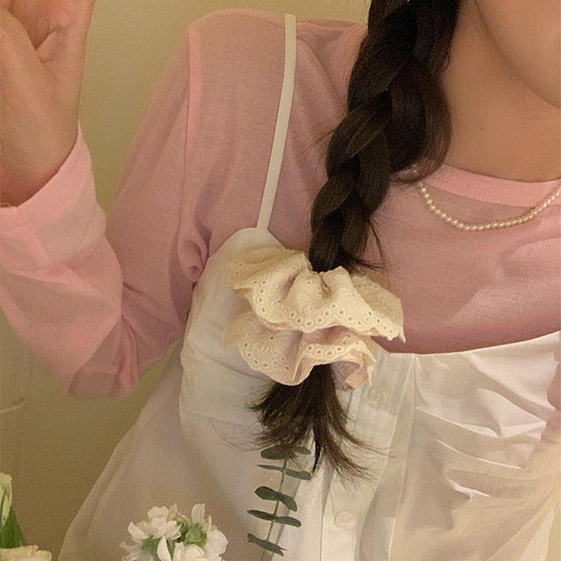 Embroidered Flower Scrunchie (3 Colors) - For Hair - Abbott Atelier