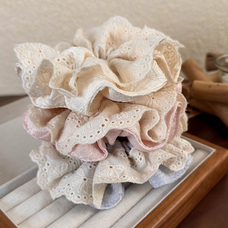 Embroidered Flower Scrunchie (3 Colors) - For Hair - Abbott Atelier
