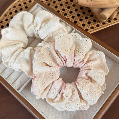 Embroidered Flower Scrunchie (3 Colors) - For Hair - Abbott Atelier