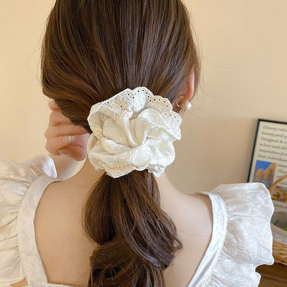 Embroidered Flower Scrunchie (3 Colors) - For Hair - Abbott Atelier