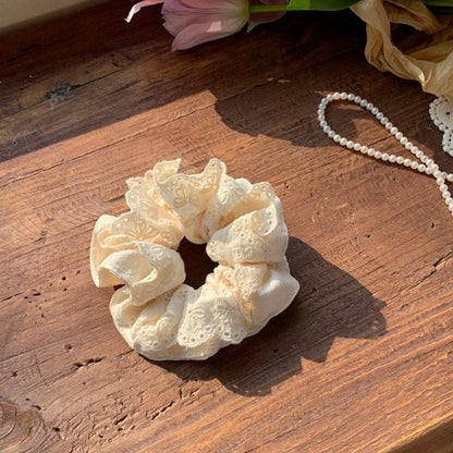 Embroidered Flower Scrunchie (3 Colors) - For Hair - Abbott Atelier