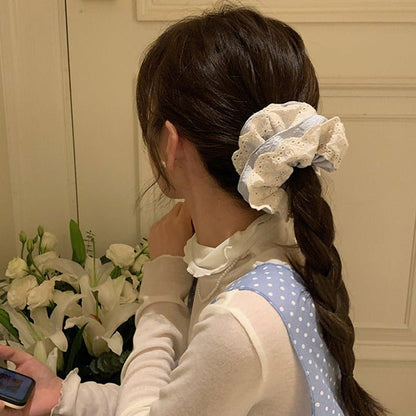 Embroidered Flower Scrunchie (3 Colors) - For Hair - Abbott Atelier