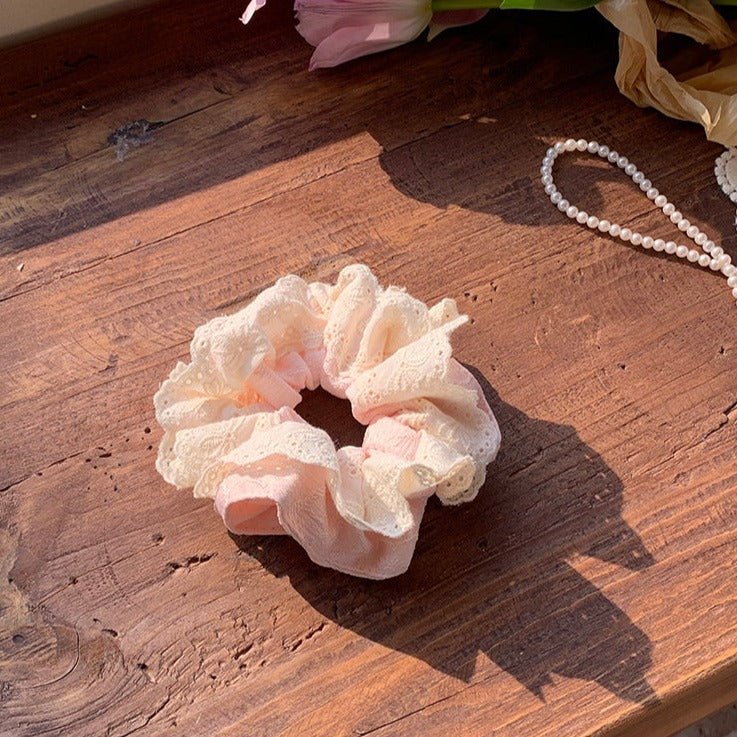 Embroidered Flower Scrunchie (3 Colors) - For Hair - Abbott Atelier