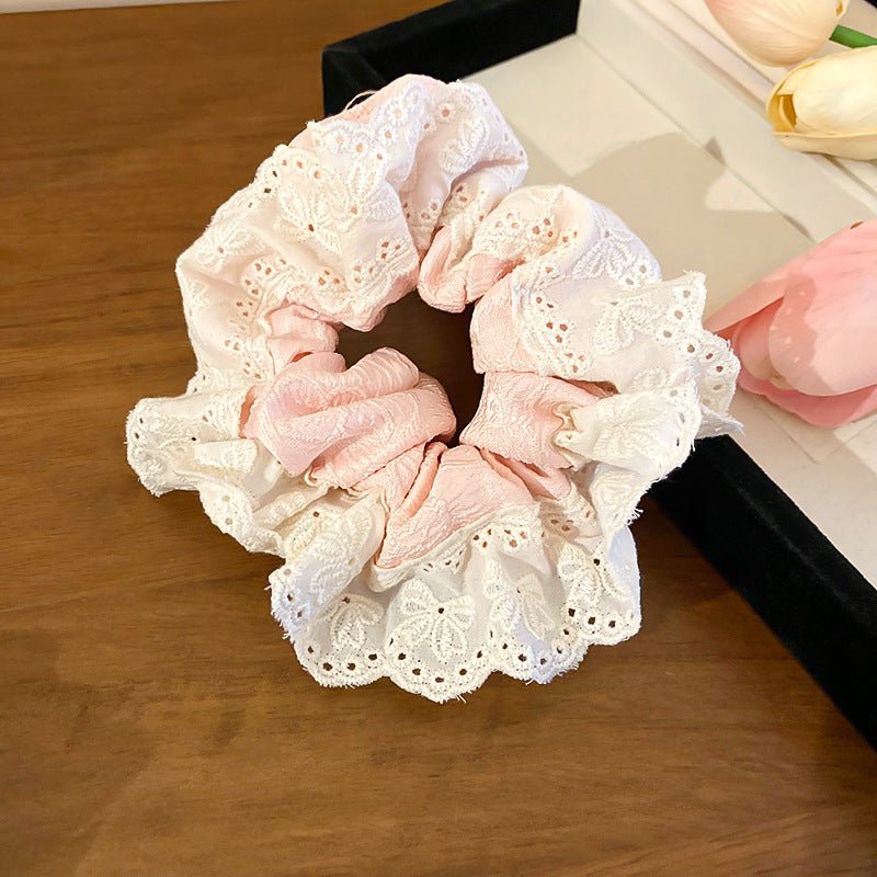 Embroidered Flower Scrunchie (3 Colors) - For Hair - Abbott Atelier