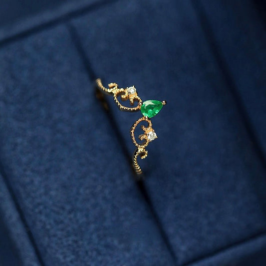 Emerald Flourish Ring - Gold - Plated - Abbott Atelier