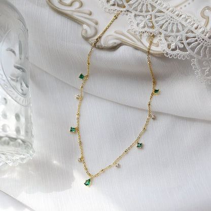 Emerald Necklace (Solid Silver) - Hypoallergenic - Abbott Atelier