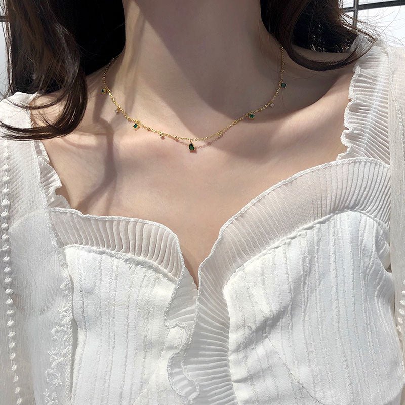 Emerald Necklace (Solid Silver) - Hypoallergenic - Abbott Atelier