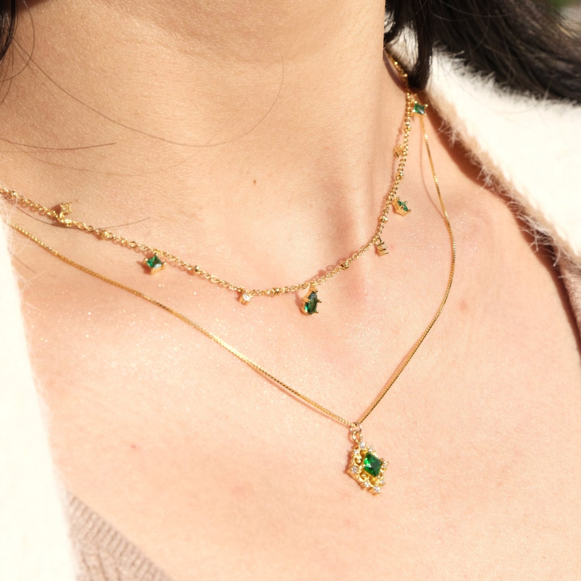 Emerald Necklace (Solid Silver) - Hypoallergenic - Abbott Atelier