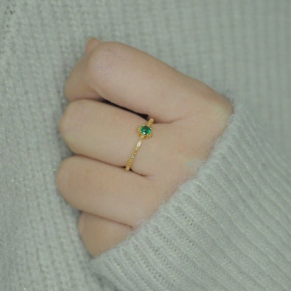 Emerald Ring (Solid Silver) - Diana - Hypoallergenic - Abbott Atelier