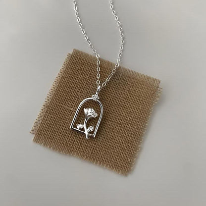 Enchanted Rose Necklace (Solid Silver) - Hypoallergenic - Abbott Atelier