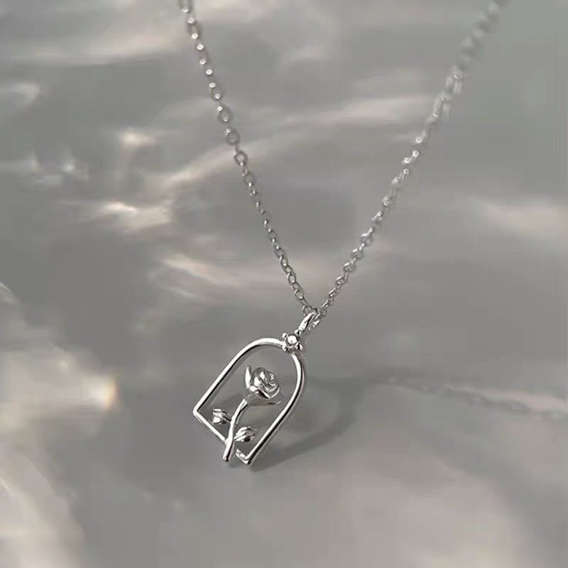 Enchanted Rose Necklace (Solid Silver) - Hypoallergenic - Abbott Atelier